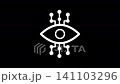 An eye with surrounding network nodes animation isolated on black background 141103296