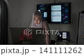 Islamic woman is working overtime in the office, Asian businesswoman is using computer, night work 141111262