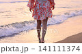 Happy young woman having fun at the beach. Slow motion 141111374