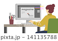 Flat illustration animation: Woman designing a magazine (monitor) 141135788