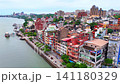 Aerial view of Tamsui Old Street and the colorful streetscape lining the river in Taiwan Aerial view of Tamsui Old Street and the colorful streetscape lining the river in Taiwan 141180329