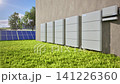 3d rendering group of home batteries or energy storage systems with solar panels 4k footage 141226360