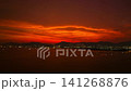 Scenic sunset seascape from above featuring Chalong Bay, Phuket Island, and the colorful evening sky, creating a peaceful tropical travel destination. 141268876