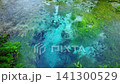 Blue eye spring in Albania with crystal clear turquoise water from above 141300529