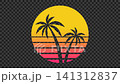 80s synthwave-style looping background animation of palm trees and sunset (with alpha channel) 141312837