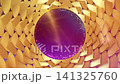 Animation of bright golden flower sun, gold petals texture, rotating on a purple circle with copy space. Video seamless looping on lights and special effects background 141325760