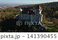 Castle Liechtenstein, high angle view of beautiful medieval building, Austria 4k 141390455