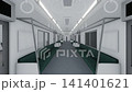 一列紅色地鐵列車停靠在地鐵月台上，車門正在關閉。 （3DCG動畫） 141401621