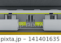 一段 3DCG 動畫顯示，一輛黃色地鐵列車停靠在地鐵月台上，車門正在關閉。 141401635