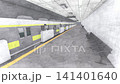 一段 3DCG 動畫顯示，一輛黃色地鐵列車停靠在地鐵月台上，車門正在關閉。 141401640