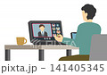 Flat illustration animation: Man (upper body) having an online meeting 141405345