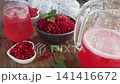 Iced Red Currant Drink and Fresh Berries Overhead Close-Up 141416672