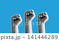 Halftone Raised Fists Protest Power Blue Loop Animation 141446289