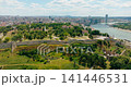 4K aerial panorama of Belgrade Fortress walls and historic landmark, Serbia 141446531