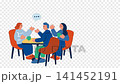 一段三個人在咖啡館聊天的動畫。 141452191