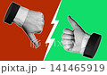 Halftone Business Thumbs Up Down Red Green Loop Animation 141465919