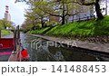 A view of the coastline from the Matsukawa pleasure boat, a popular tourist spot in Toyama City during springtime. 141488453