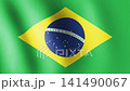 Brazil flag waving, close-up of Brazil national flag, animated flag 4k video background 141490067