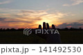 Silhouette of female hand reaching toward setting sun above open field. Vertical video symbolizes hope, faith in future, positive change and optimism during peaceful golden hour sunset. Woman hand. 141492530