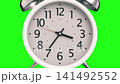 Close-Up White Vintage Twin Bell Clock on Bright Green Chroma Key Background 141492552