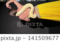Belly Dancer in Yellow Posing with Albino Python Video 141509677