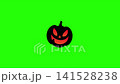 Halloween Animated black silhouette of a smiling pumpkin on a chroma key green screen background 141528238