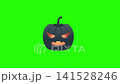 Halloween Animated black silhouette of a smiling pumpkin on a chroma key green screen background 141528246