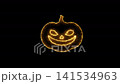 Glowing Neon Halloween Pumpkin Ghost Face Animation on Black Background in 4K 141534963