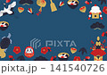 A Japanese-style New Year's frame animation featuring auspicious illustrations against a navy background. 141540726