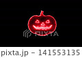 Glowing Neon Halloween Pumpkin Ghost Face Animation on Black Background in 4K 141553135