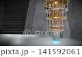 Wide elegant diagonal crane sweep capturing a quantum computer core, panoramic view. 141592061