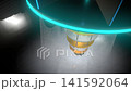 Wide dramatic overhead static perspective observing a quantum computer core, panoramic view. 141592064