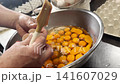 When preparing the rolled omelet, crack the eggs into a bowl. 141607029