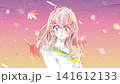 セーラー服の女子学生　やる気　夕暮れ　紅葉 141612133