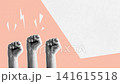 Halftone Raised Fists Copy Space Peach Loop Animation 141615518