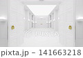 Open the door and enter an endless loop in a mysterious white space - 3D animation 141663218