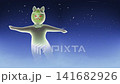 A cat monster resembling a face-changing performer (Hundred Faces) against a starry sky background. Loop material for adding text. 141682926