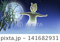 A cat monster resembling a face-changing performer (Hundred Faces) against a starry sky - Loop material 141682931