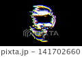 Animated hipster skull featuring a styled pompadour 141702660