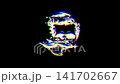 Animated hipster skull featuring a styled pompadour 141702667