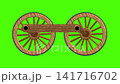 蒸汽機車木製車輪（驅動輪）旋轉的動畫（用於綠幕/色鍵合成）。 141716702