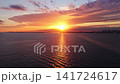 Seascape at summer vacation. Skyscape with sea horizon. Horizon sunrise sea with ship. Sunrise seascape. Romantic summer vacation Miami seascape. Sea sunset horizon. Sunset dramatic sky 141724617