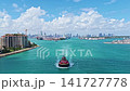 Boating and tugging. Tugboat sea transportation. Boat tug at sea. Aerial footage of tow boat transportation. Tugboat sailing at sea top view. Motor boat 141727778