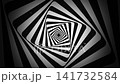 Striped quadrangular tunnel Op Art spiral rotating, black and white geometric 3d animation, optical illusion loop footage abstract background for vj, dj, template, meditation, intro and outro video 141732584