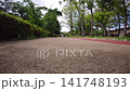 公園裡有鋪好的步道和樹木。 141748193