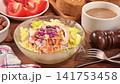 shredded chicken salad with scallion and sald dressing 141753458