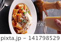 Bolognese with Parmesan cheese - Slow motion, vertical video 141798529