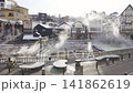 草津溫泉湯畑溫泉的冬季風景視頻 141862619