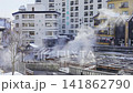 草津溫泉湯畑溫泉的冬季風景視頻 141862790