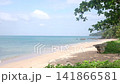 Tropical Beach Landscape with Clear Blue Sea Waves Sandy Shore and Green Trees in Lanta Krabi 141866581